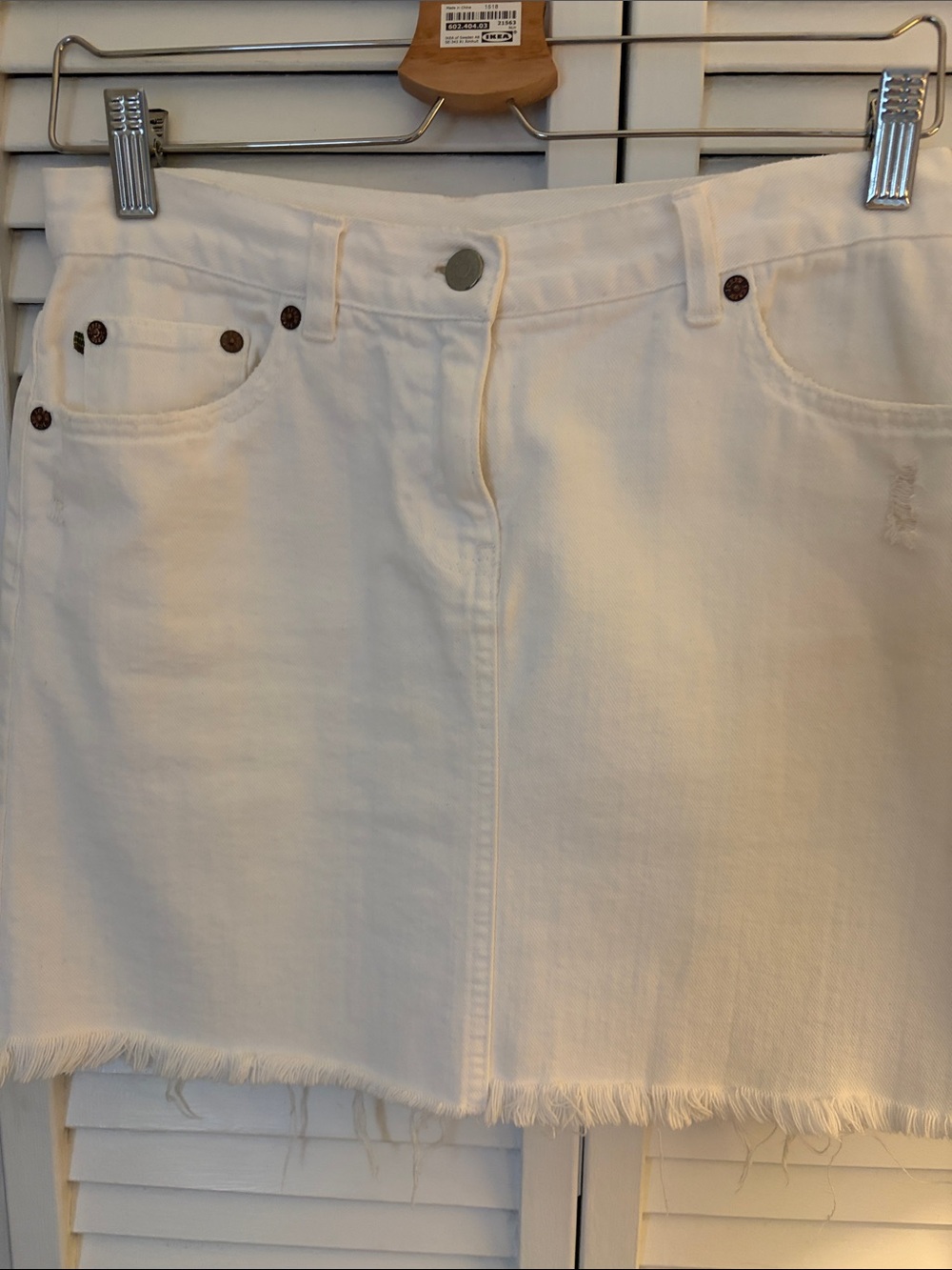 J. Crew White Denim Mini Skirt with Frayed Hem